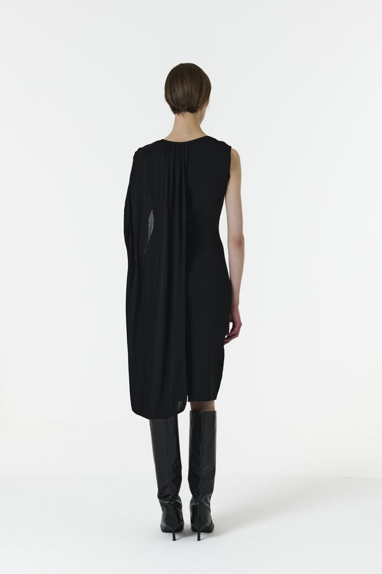 Asymmetric Shoulder Hoop Knit Dress, Alternate, color, Black