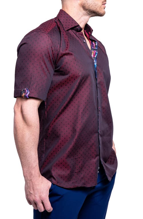 Maceoo Galileo Resistance0103 Red Short Sleeve Cotton Button-up Shirt