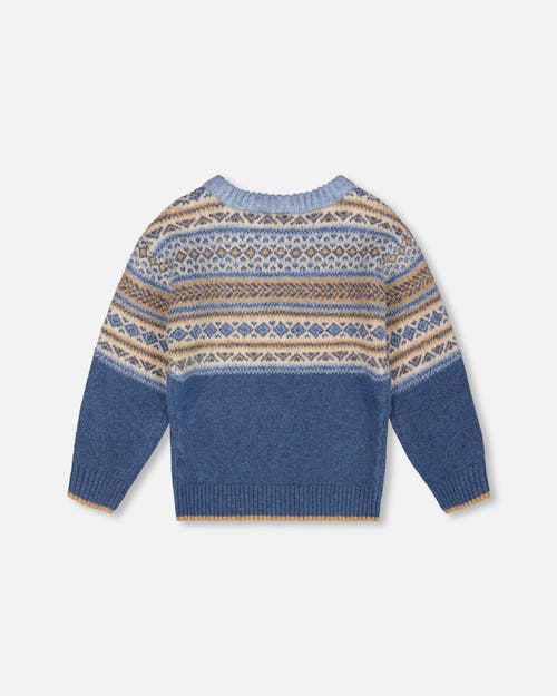 Deux Par Deux Norwegian Jacquard Knit Sweater In Black