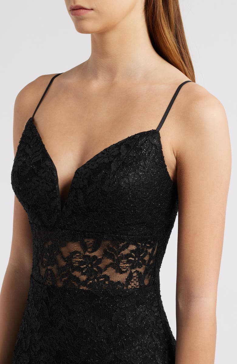 CITY STUDIO Black Glitter & Lace Dress, Alternate, color, Black