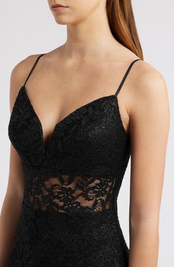 Black Glitter & Lace Dress