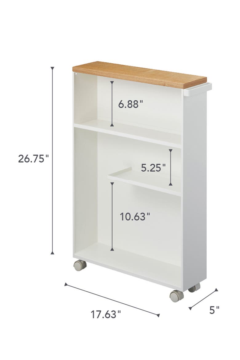 Tower Slim Rolling Bathroom Cabinet, Alternate, color, WHITE