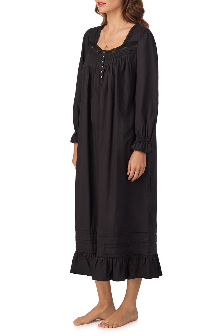 Lace Trim Ballet Nightgown, Alternate, color, BLACK