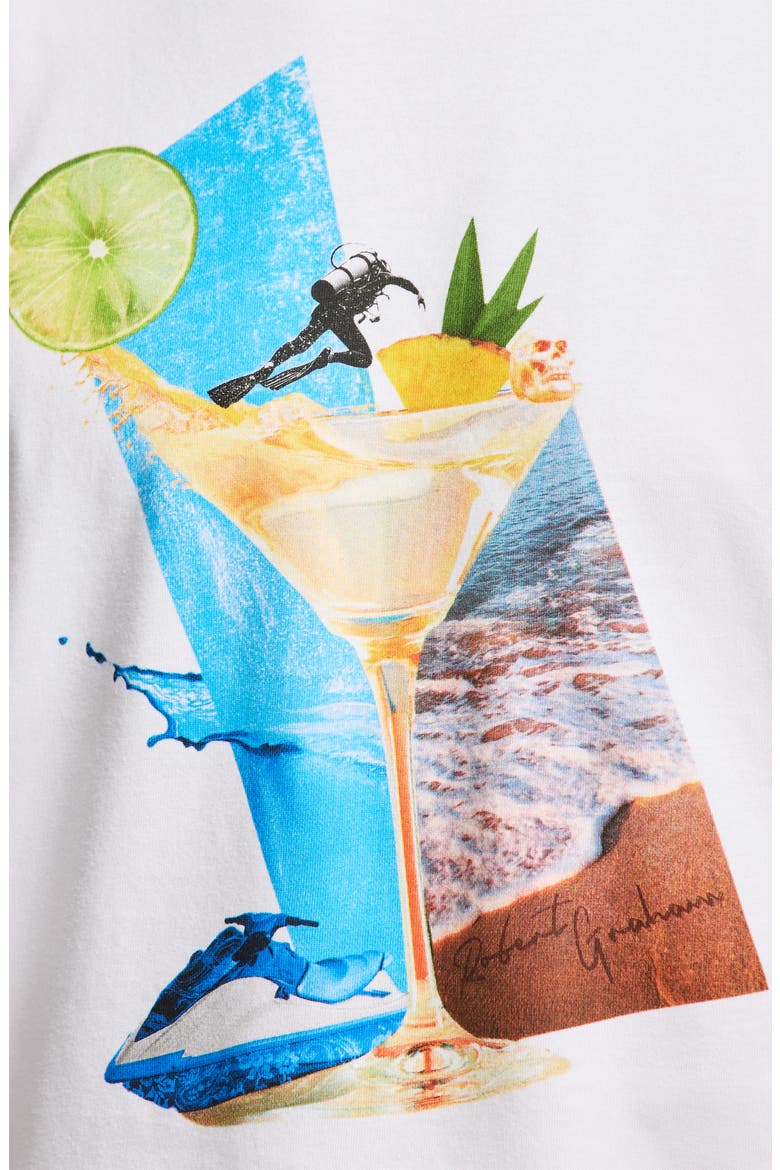 Beach Martini Knit Graphic T-Shirt, Alternate, color, WHITE