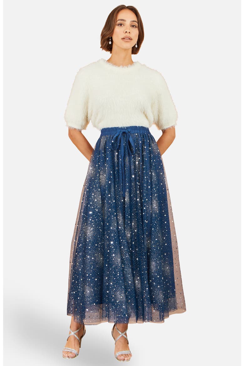 Star Sparkle Tulle Maxi Skirt, Alternate, color, Navy