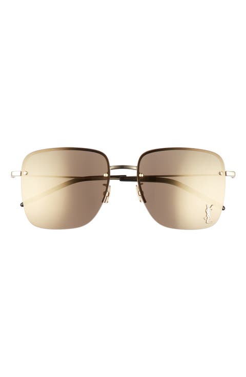 58mm Semi Rimless Flat Front Square Sunglasses