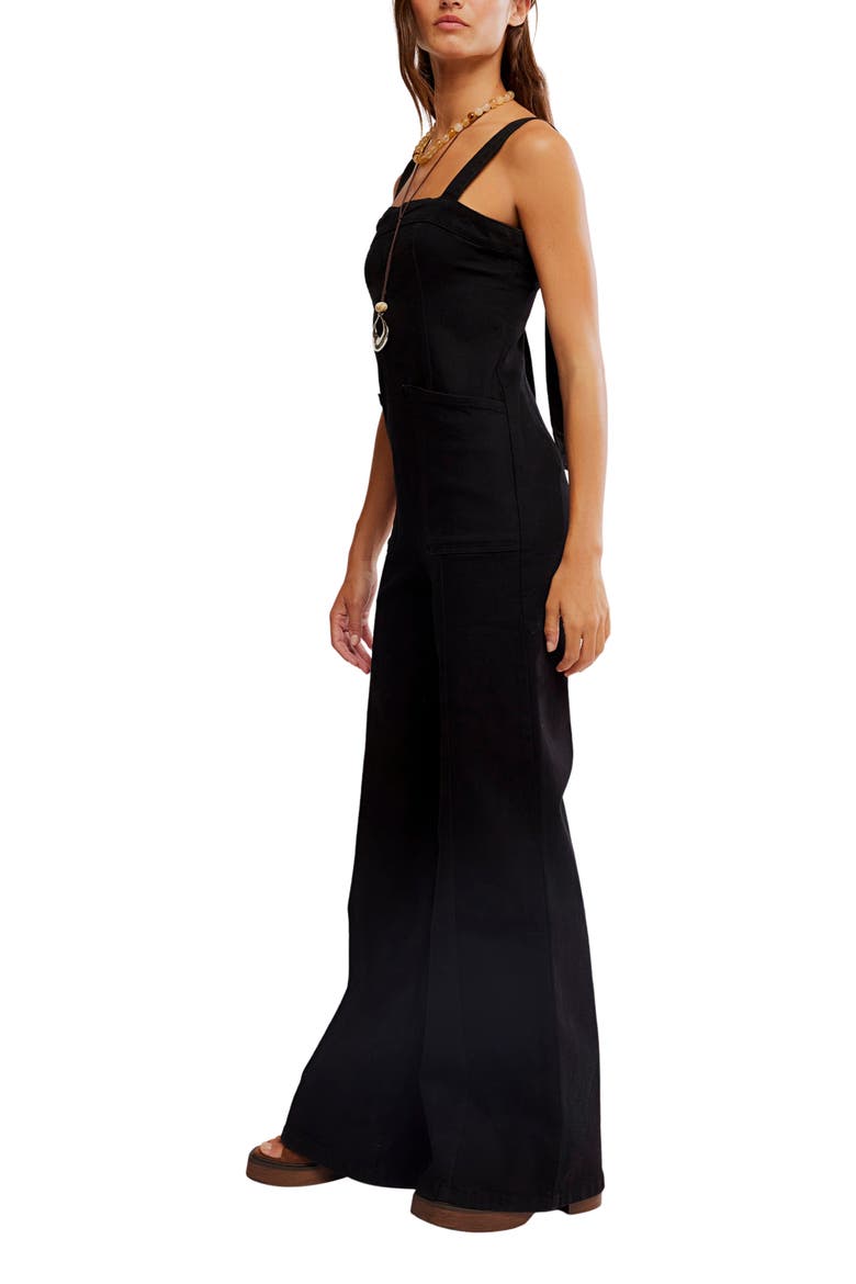 Suns Out Denim Bootcut Jumpsuit, Alternate, color, BLACK KNIGHT