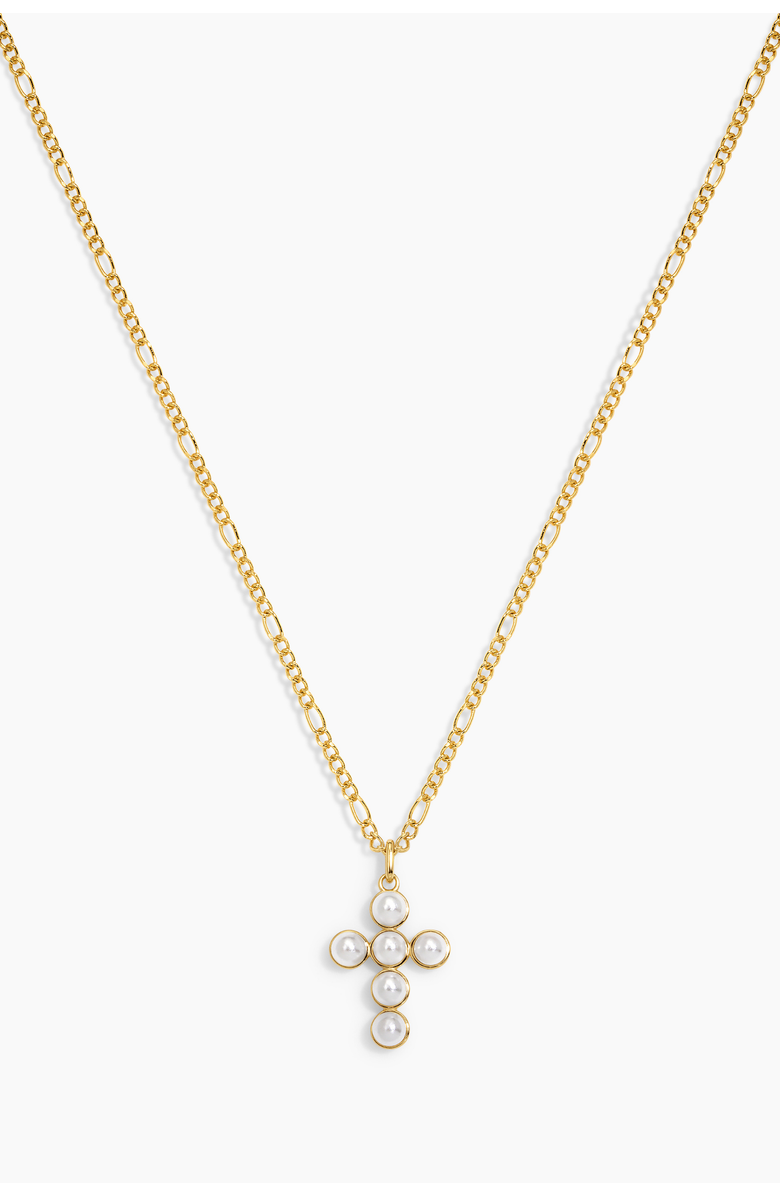 Electric Picks Pearl Cross Necklace, Main, color, Gold