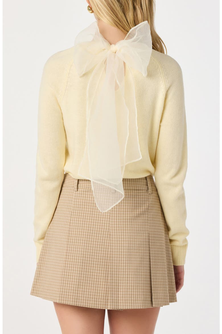 Organza Bow Sweater, Alternate, color, CREAM
