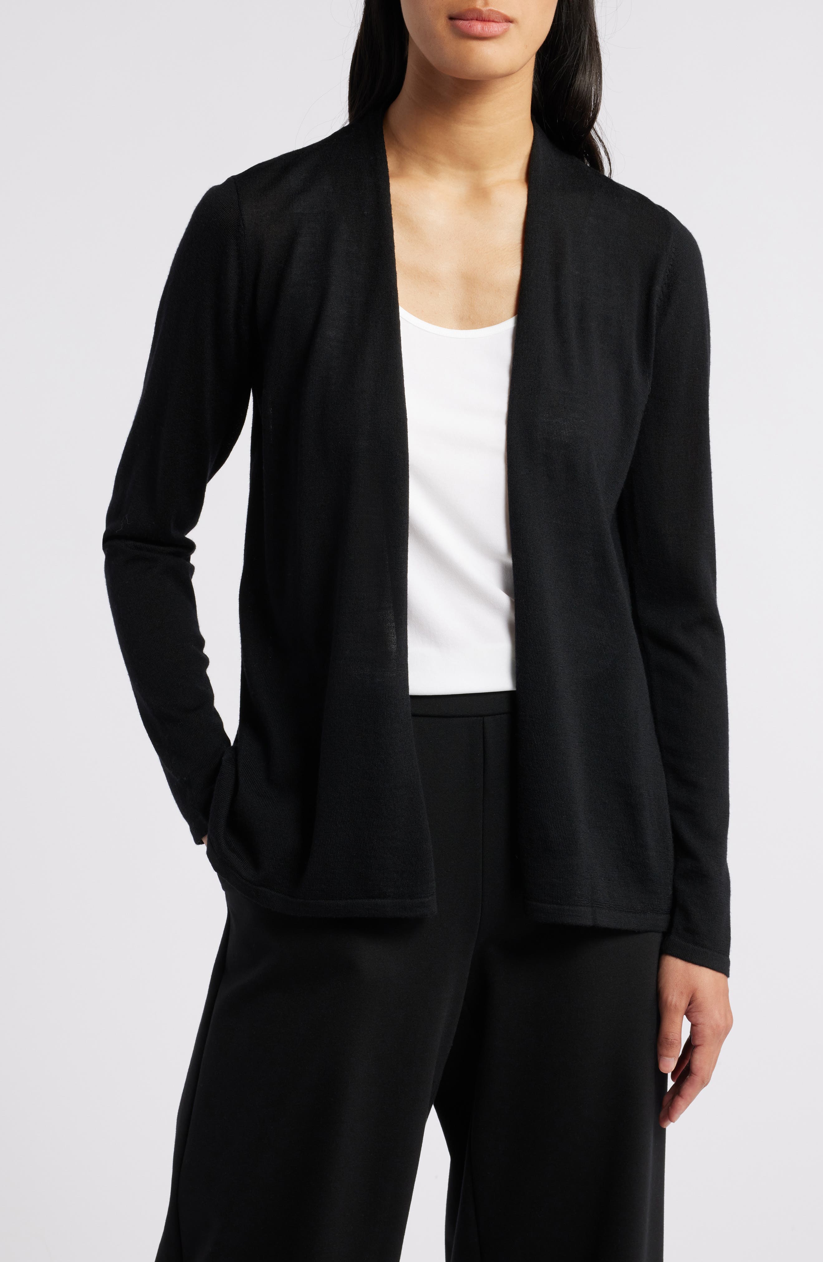 Eileen Fisher Open Front Wool Cardigan