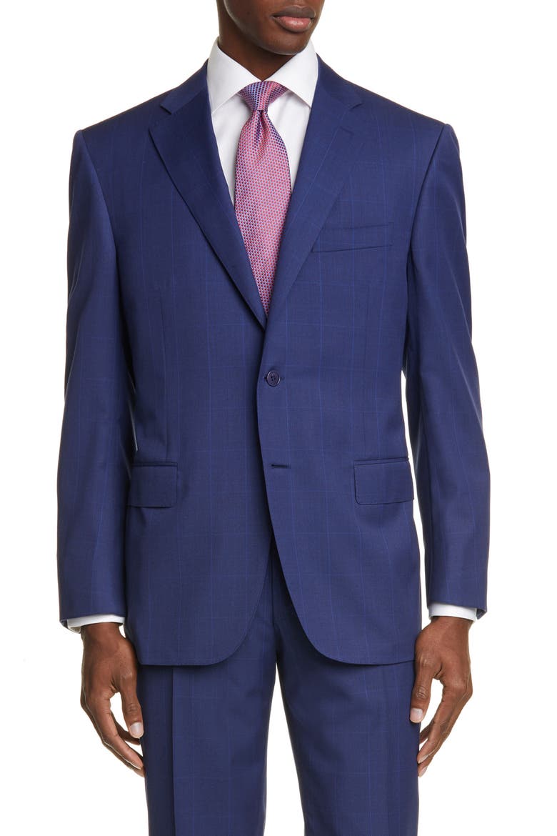 Sienna Soft Windowpane Classic Fit Wool Suit, Alternate, color, BLUE