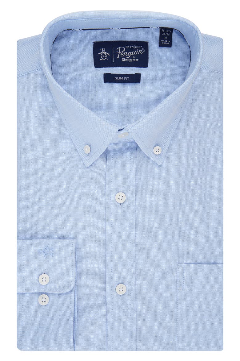 Abbot Brushed Oxford Slim Fit Dress Shirt, Main, color, LT.BLUE