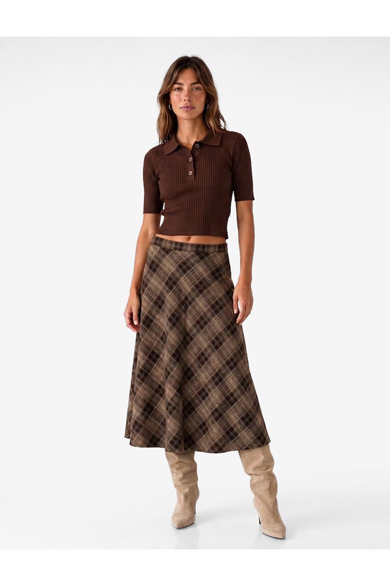 Flared Checked Skirt, Main, color, BROWN DESIGN