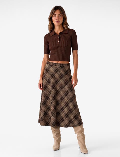 Flared Checked Skirt