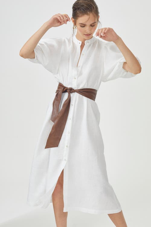 Lanhtropy Bubble Linen Dress In White