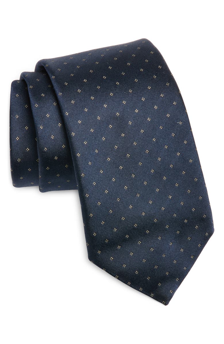 Canali Gold Microdot Silk Tie, Main, color, Navy