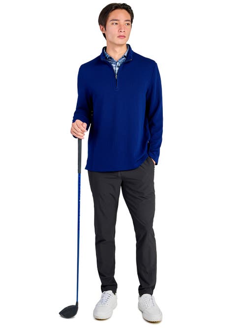 Construct Solid Waffle Knit Quarter Zip In Blue