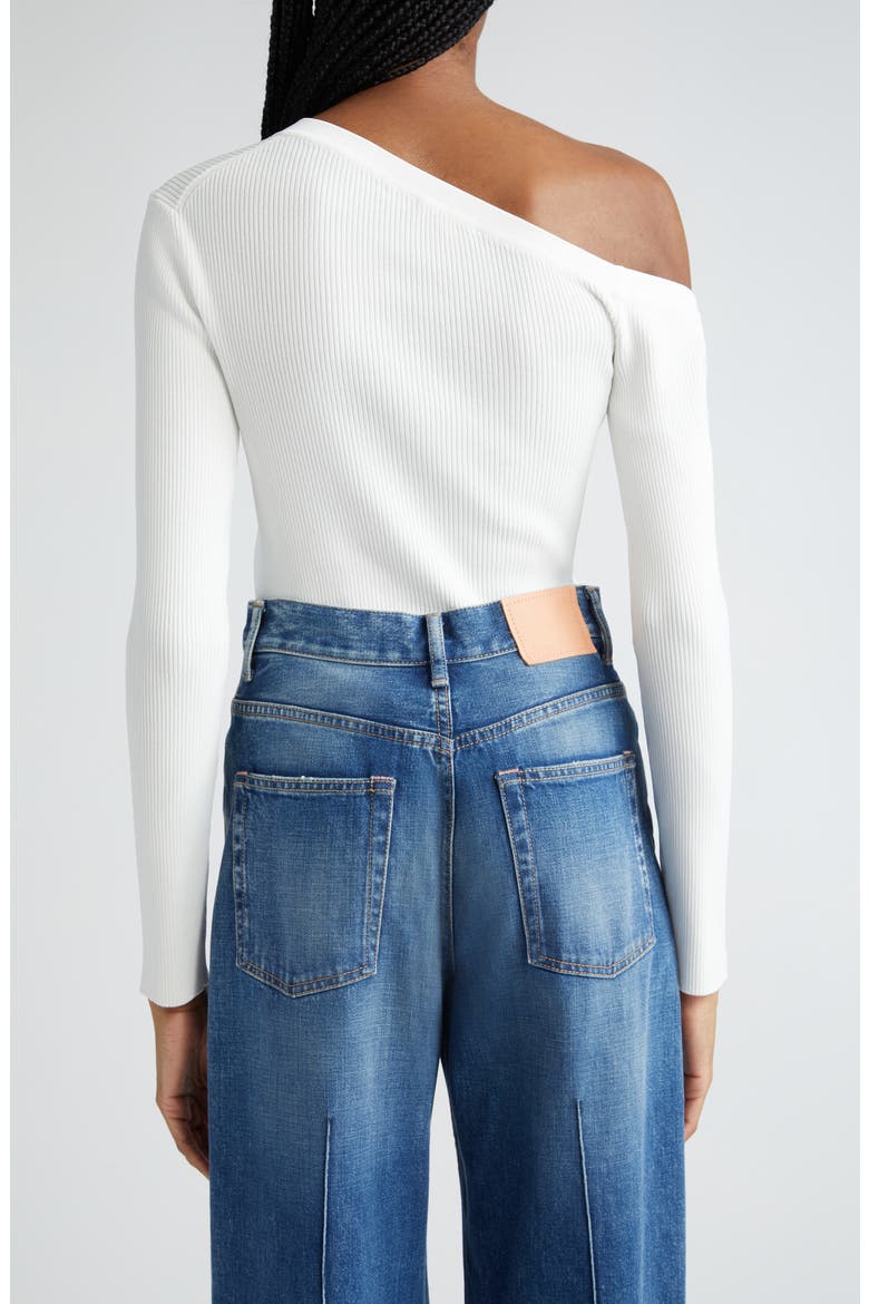 Craftsman One-Shoulder Rib Cardigan, Alternate, color, IVORY