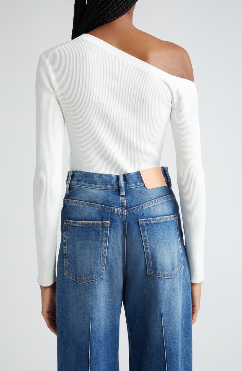 STAUD Craftsman One-Shoulder Rib Cardigan, Alternate, color, Ivory