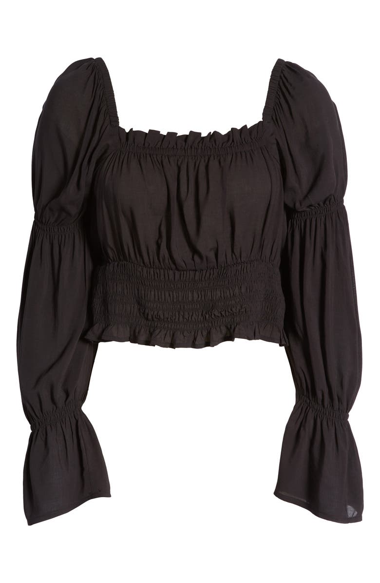 Open Edit Flare Sleeve Smocked Blouse, Alternate, color,