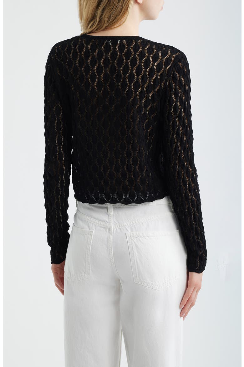 The Getaway Open Stitch Cotton Cardigan, Alternate, color, BLACK