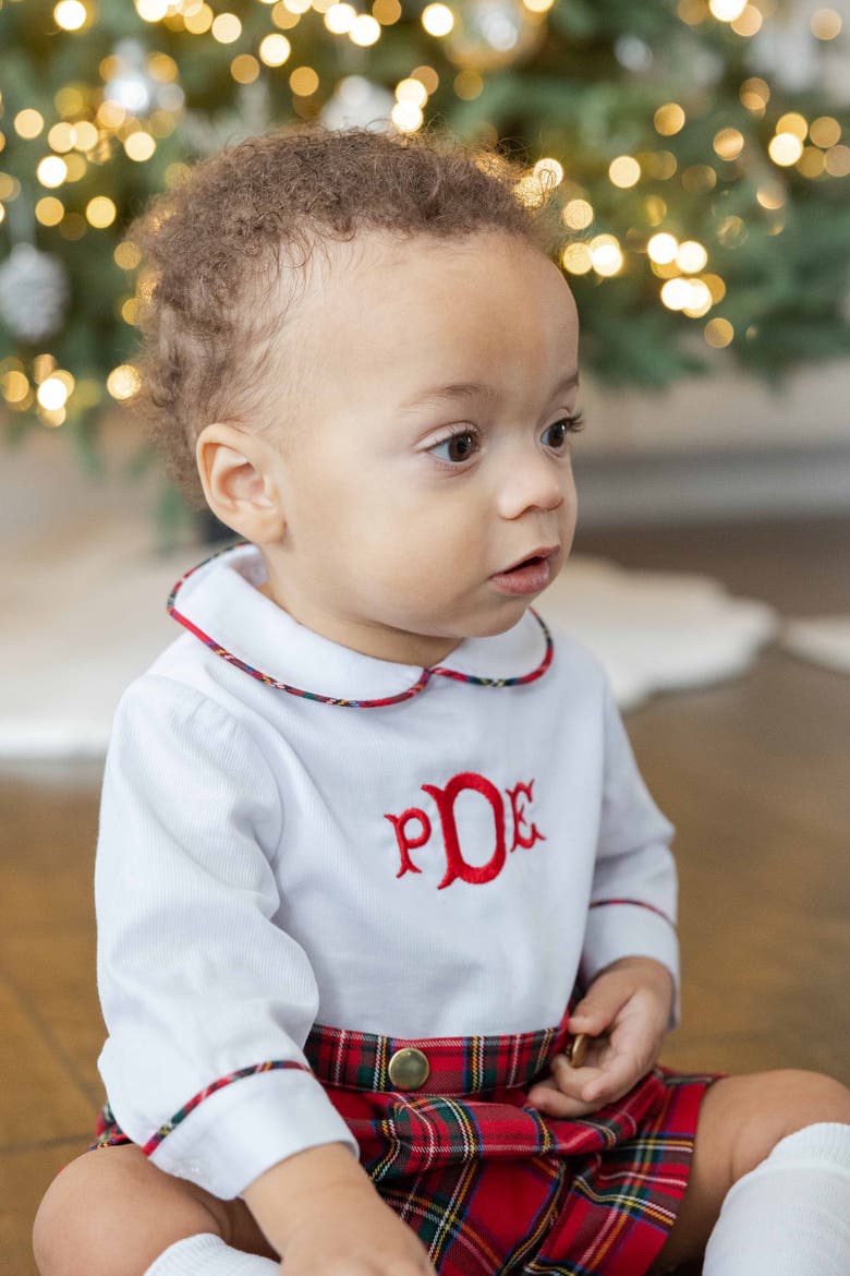 Pique & Plaid Long Sleeve Shortall, Alternate, color, Red Multi Plaid
