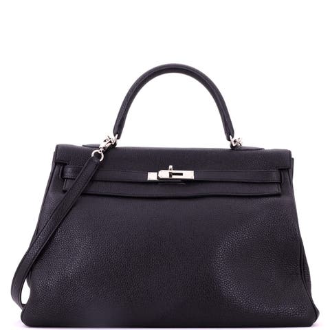 Kelly Handbag Black Togo With Palladium Hardware 35