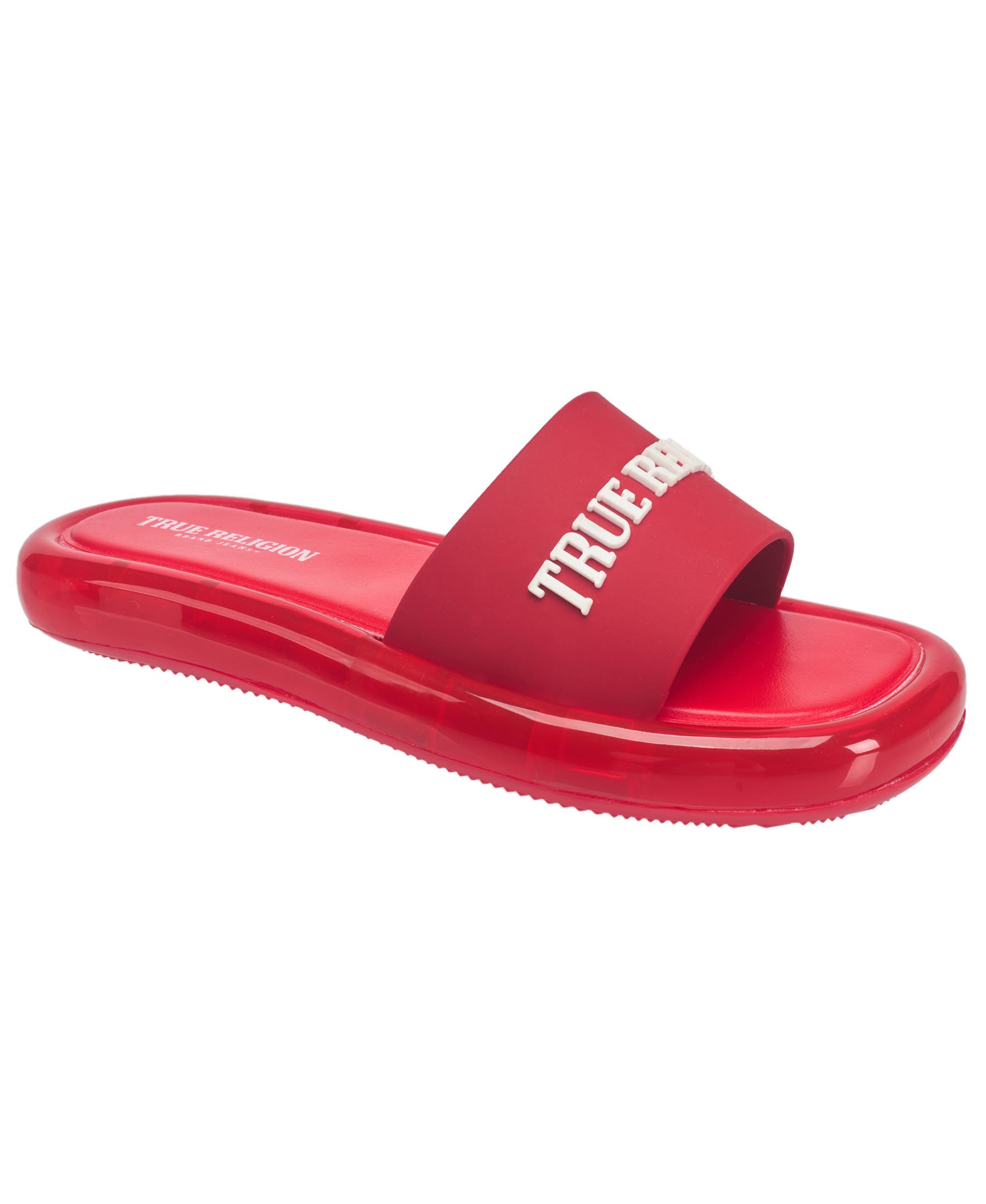 True Religion Logo Strap Jelly Slide, Main, color, 