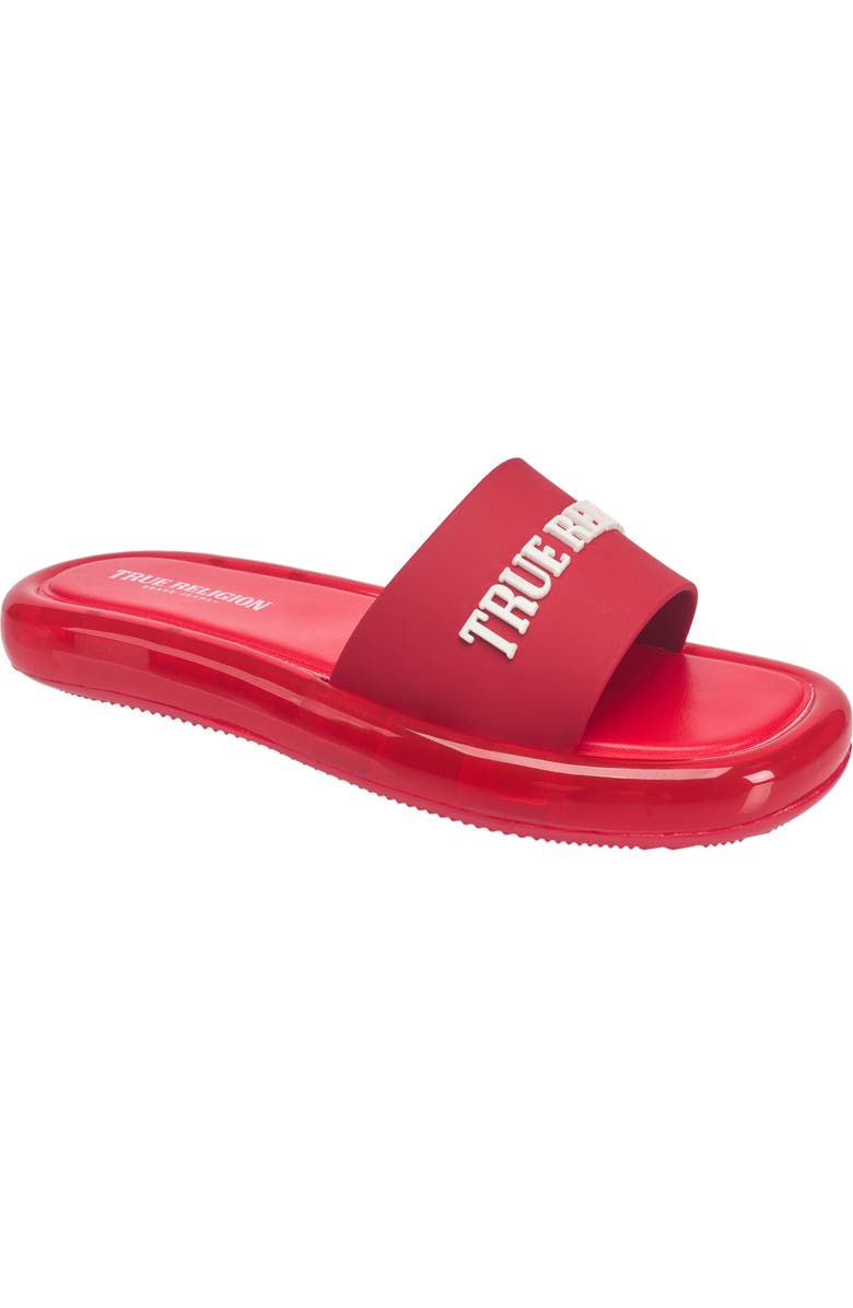 True Religion Logo Strap Jelly Slide, Main, color,