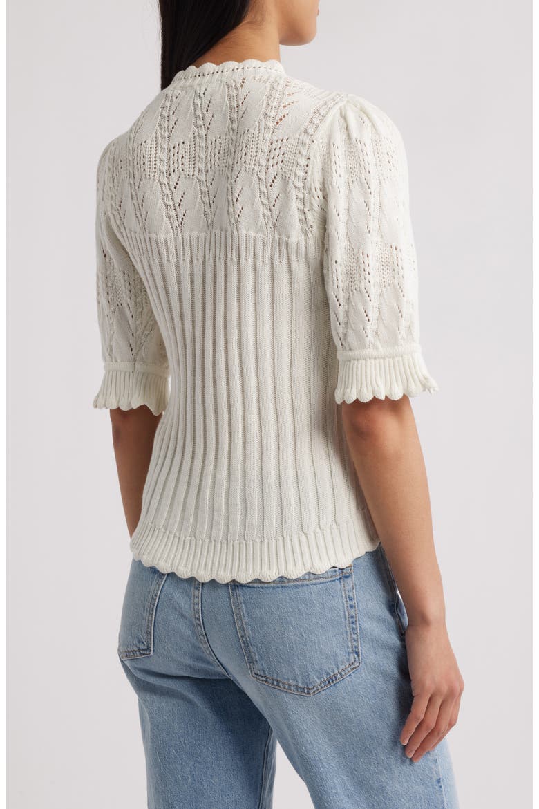 Mixed Stitch Elbow Sleeve Sweater, Alternate, color, OFF WHITE