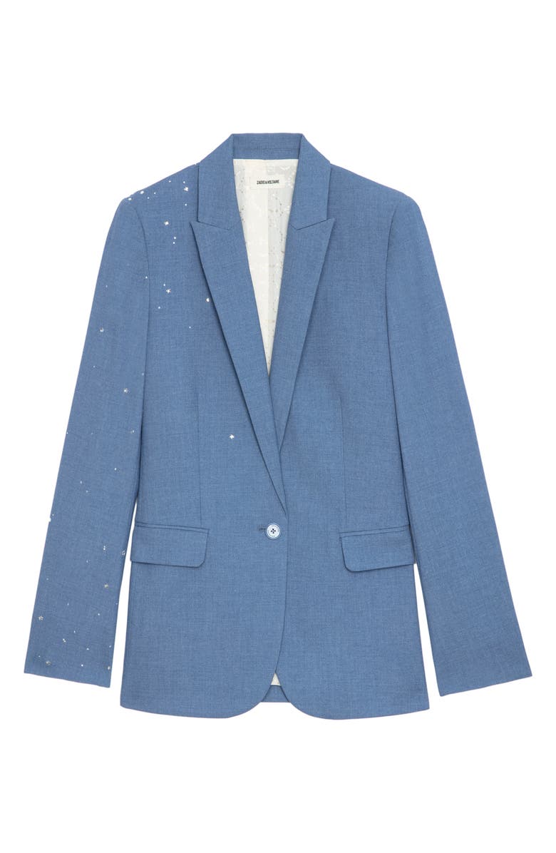 Zadig & Voltaire Valse Crystal One-Button Blazer, Alternate, color,