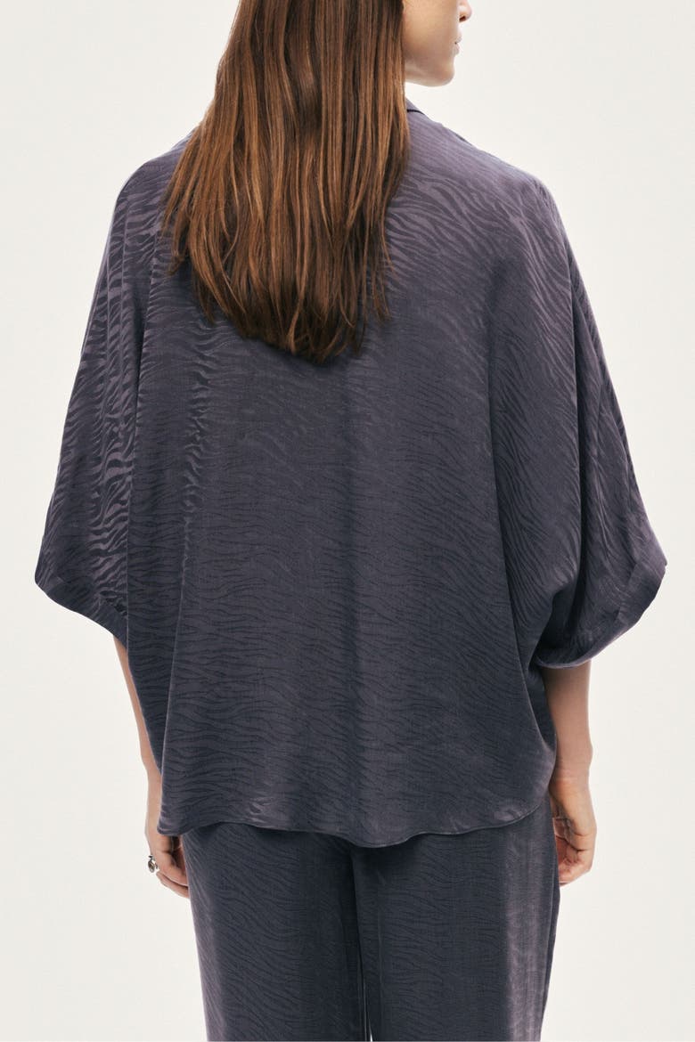 Relaxed Short-Sleeve Textured Shirt, Alternate, color, Anthracite