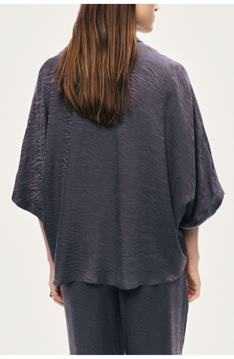 Nocturne Relaxed Short-Sleeve Textured Shirt, Alternate, color, Anthracite