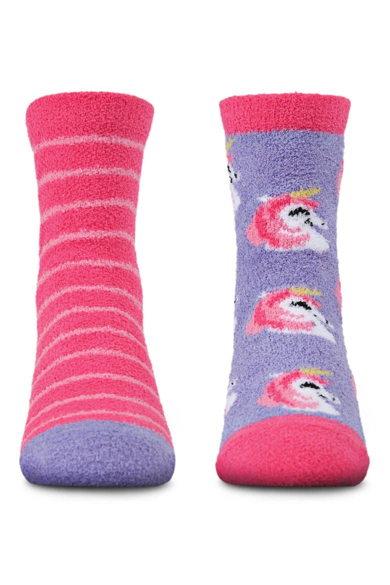 Unicorn Fuzzy Non-Skid Socks 2-Pair, Alternate, color, Fuchsia