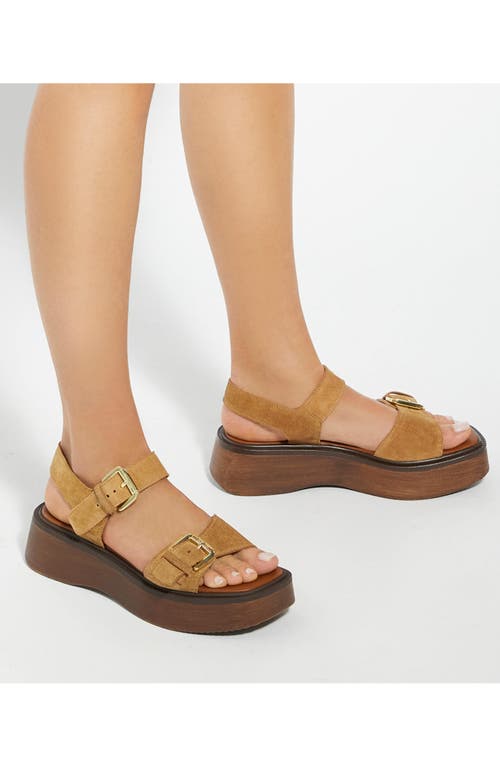 Dune London Luno Ankle Strap Platform Sandal In Sand