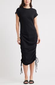 Caslon® Ruched Cotton Midi T-Shirt Dress