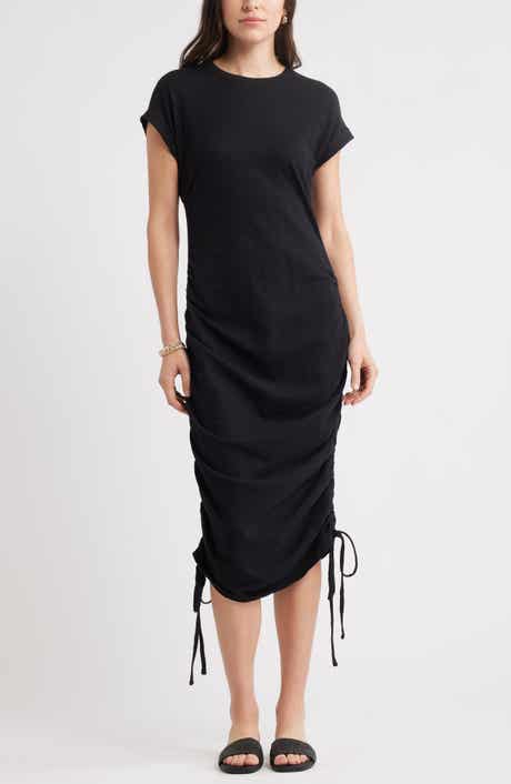 Caslon® Ruched Cotton Midi T-Shirt Dress