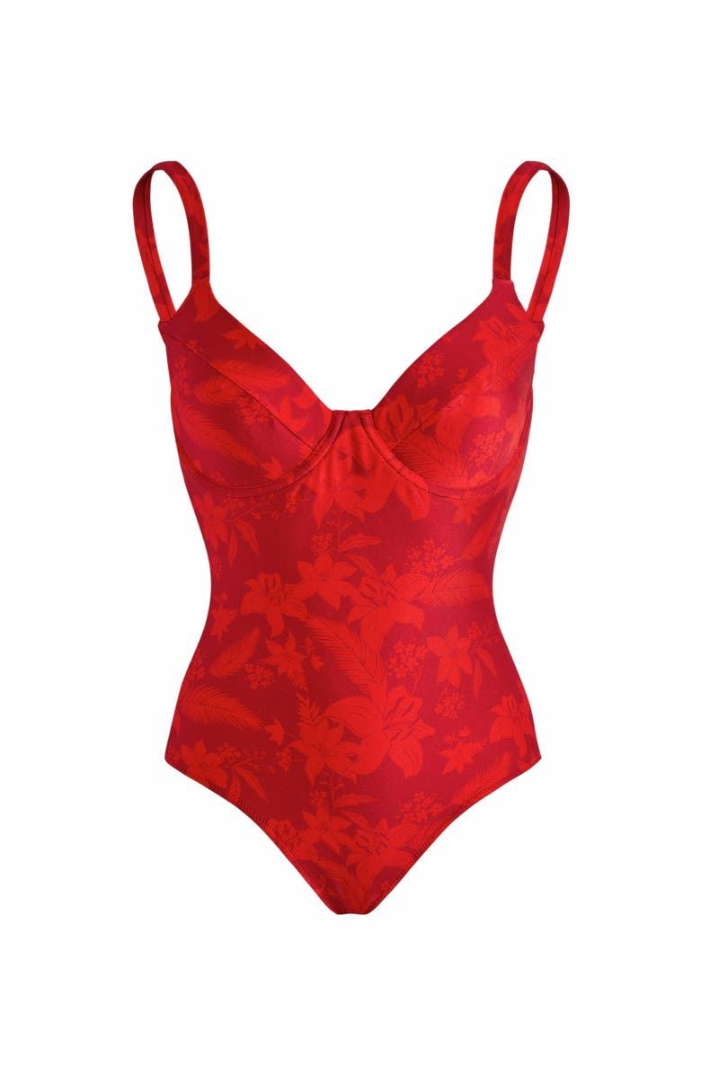 Vilebrequin Women's Flower Power Underwire One-Piece Swimsuit, Alternate, color, Lipstick