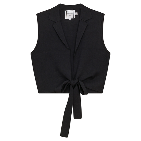 Cropped Wrap Belted Soft Knit Vest