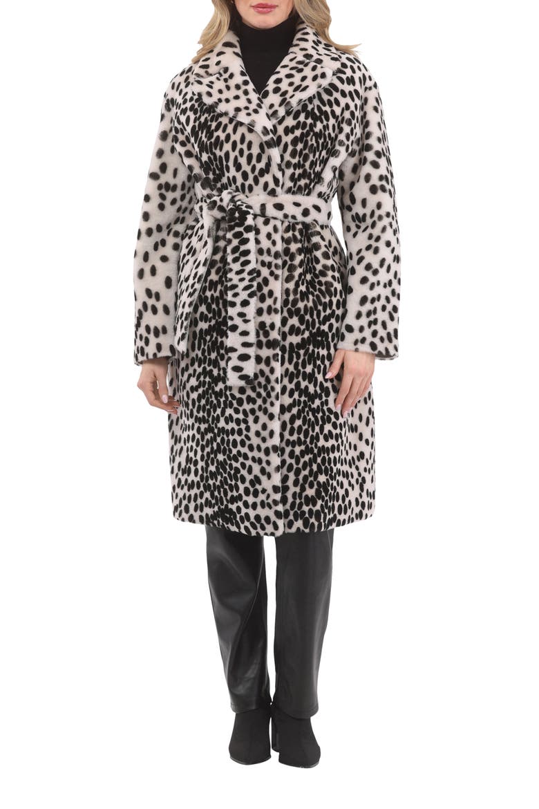 Genuine Shearling Short Coat, Reversible, Main, color, BEIGE/BLACK SPOTTED/GOLD