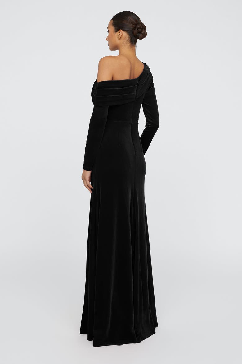 Katniss One Shoulder Gown, Alternate, color, Black