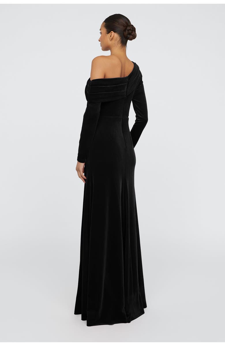 Theia Katniss One Shoulder Gown, Alternate, color, Black