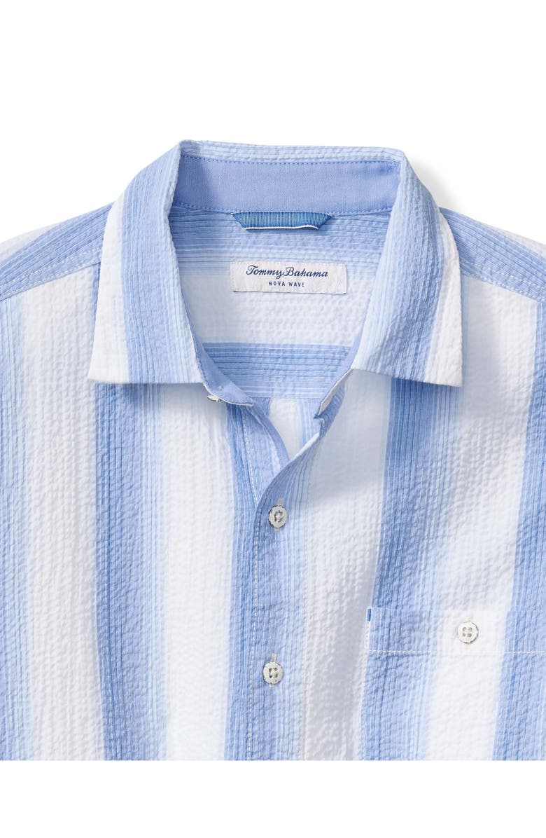 Tommy Bahama Nova Wave Maliblue Stripe Short Sleeve Button-Up Shirt, Alternate, color, Big Sky Blue