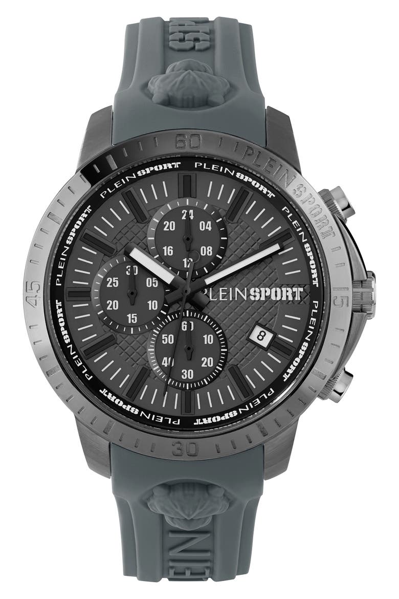 Camo Dial Three-Hand Quartz Silicone Strap Watch, 43mm, Main, color, GUN