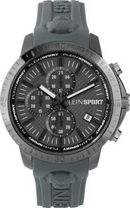 PLEIN SPORT Camo Dial Three-Hand Quartz Silicone Strap Watch, 43mm