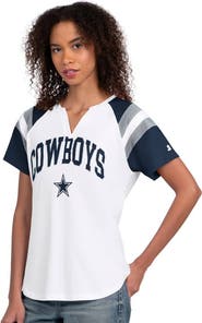 STARTER Women's Starter White Dallas Cowboys Game On Notch Neck T-Shirt
