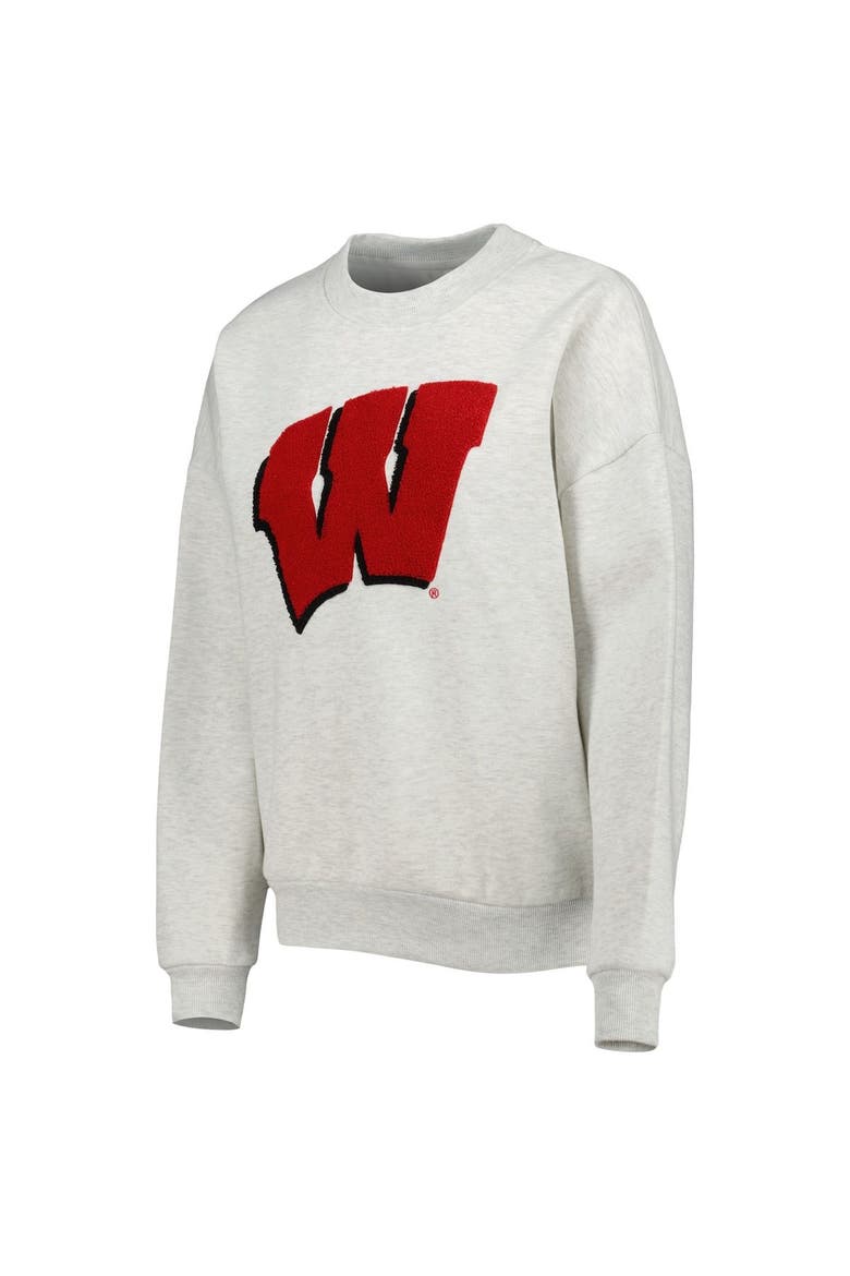 Women's Gameday Couture Heather Ash Wisconsin Badgers Chenille Patch Fleece Sweatshirt, Alternate, color, Ash
