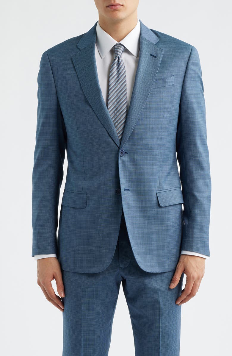 Emporio Armani Teal Microcheck Virgin Wool Suit, Alternate, color, Teal