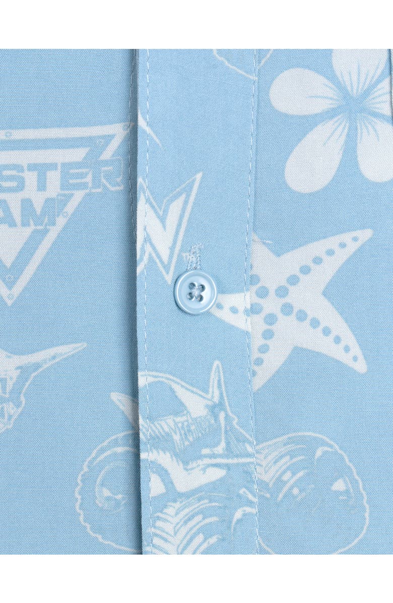 Monster Jam Megalodon Short Sleeve Button Down Shirt, Alternate, color, Soft Blue