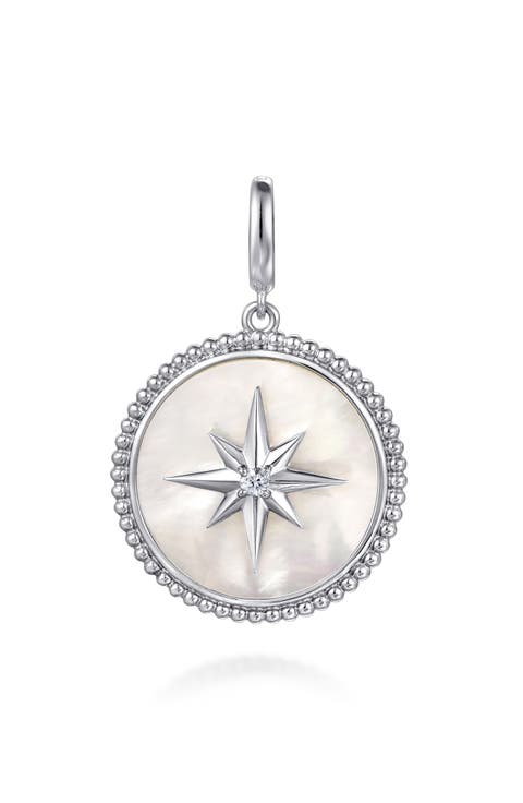 Bujukan Mother-of-Pearl & White Sapphire Sterling Silver Medallion